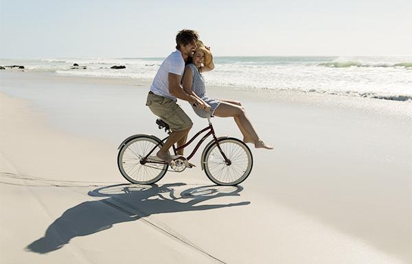 Couple on bicycle